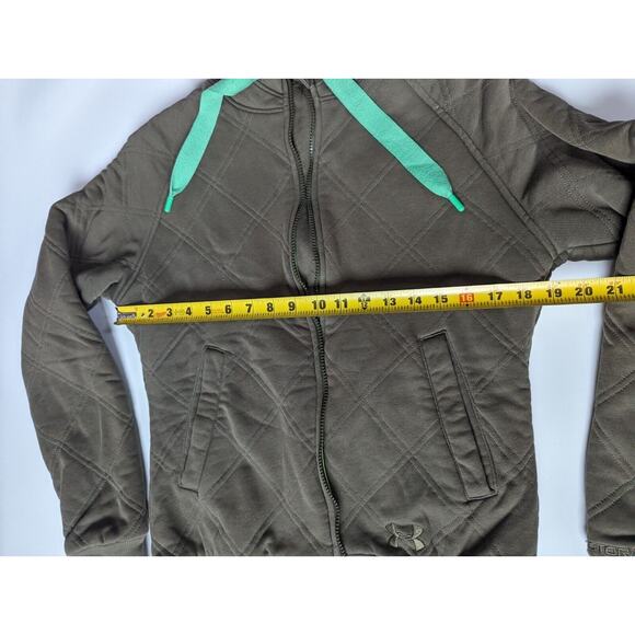 Under Armour Woman's Sz MStorm Green Full Zip Hoodie Semi Fitted Sherpa Lined... - Picture 7 of 12